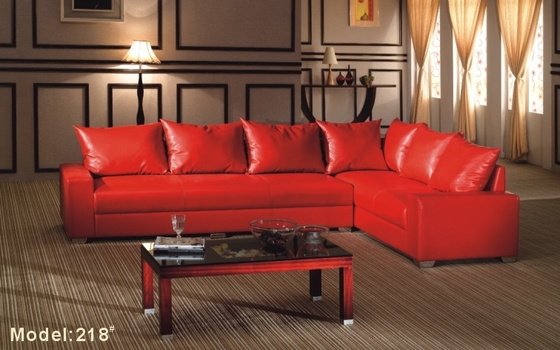 Des mit hoher Dichte L-förmige 2.5m Länge Schwamm-rote Farbhotelzimmer-Sofa-