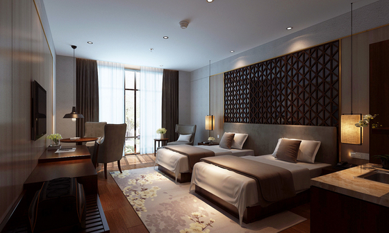 Kundengebundene Hotel-Schlafzimmer-Möbel stellen Sperrholz des Walnuss-Furnier-Blattbett-E1 ein