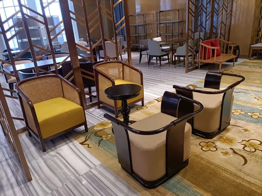 Gelaimei-Hotel-Lobby-Möbel-fester hölzerner Sessel mit Tee-Tabelle Soem-Willkommen