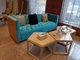 2200*900*800mm Gelaimei Holzrahmen-Knopf heftete sich Sofa Blue For Living Room durch